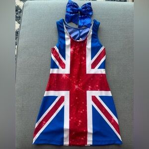Union Jack Kids Dance Costume with Bow Spice Girls British Flag Costume AWCT